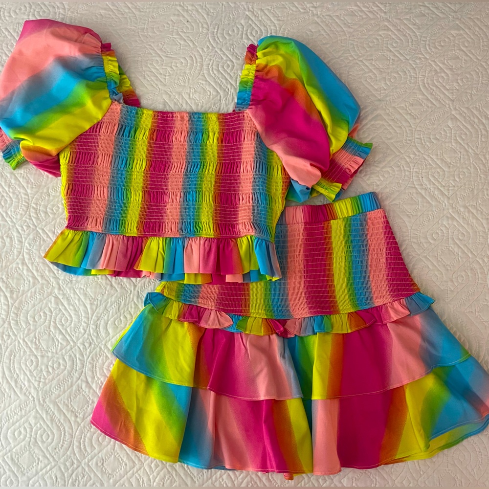 multicolor, endless love, two piece set size small top and bottom